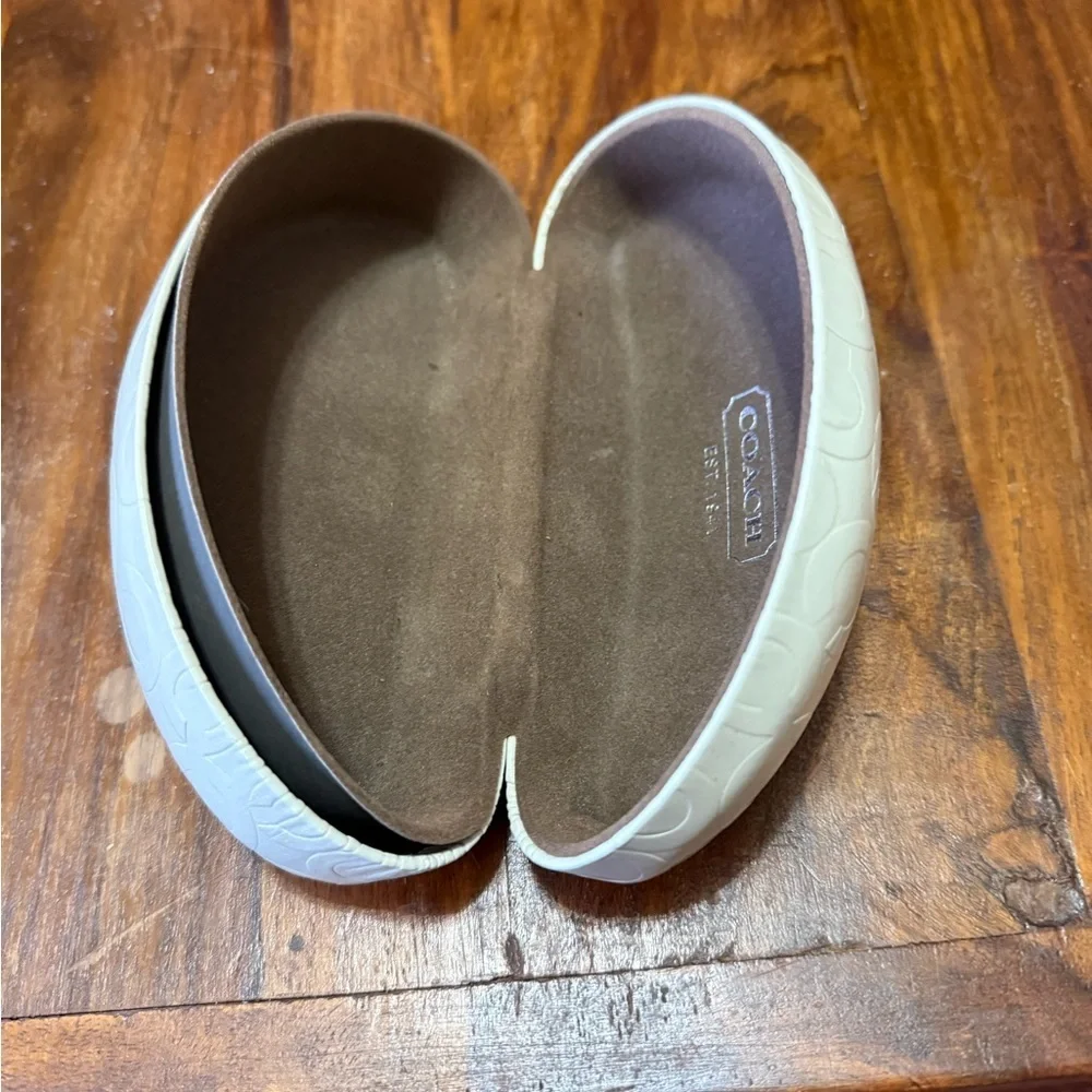 Coach Beige Clamshell Sunglass Case